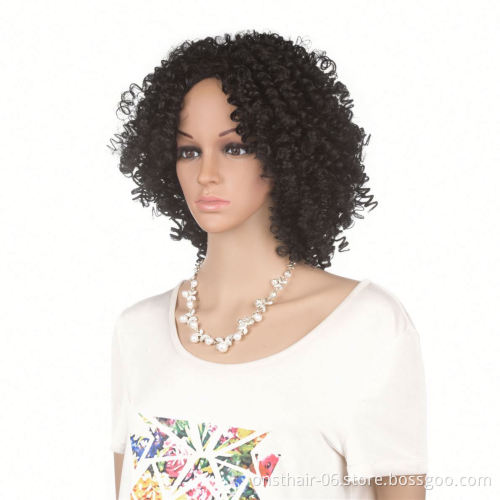 MYZYR's own brand 12-inch heat-resistant curly hair synthetic African wig, cheap high-quality synthetic wig supplier (black)
